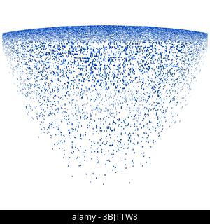 Blue particle gradient. Dots density shape. Abstract vector triangle. Soft fading. Stock Vector