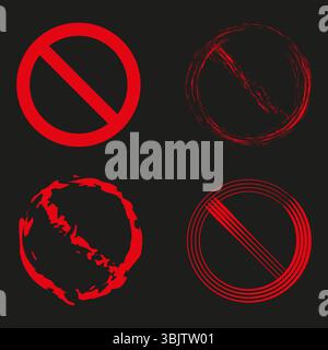 Set of ban symbols. Circle sign stop entry and slash line. Vector ...