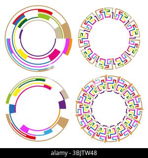 Color circle icon. Text ring pattern. Abstract round shape. Letter loop symbol. Stock Vector