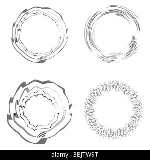 Thin circular frame. Transparent ring sketch. Light round shapes. Vector minimal contour. Stock Vector