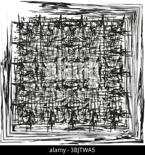 Scribble square frame. Abstract sketch border. Chaotic hand drawn vector. Rough contour shape. Stock Vector
