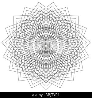Star burst pattern. Abstract Vector design. Radial line formation. Intricate monochrome graphic. Stock Vector