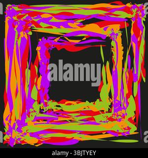 Neon pink frame. Abstract border icon. Vibrant square shape. Colorful line vector. Stock Vector