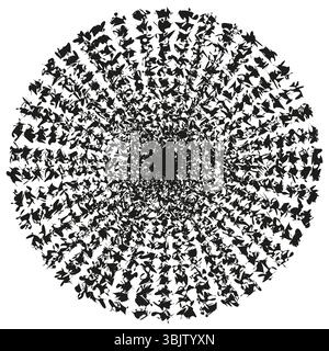 Radial dot burst. Dynamic halftone explosion. Concentric particle swirl. Vector abstract star. Stock Vector
