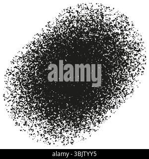 Dense dot cloud. Centralized black mass. Faded edge texture. Vector scatter shape. Stock Vector