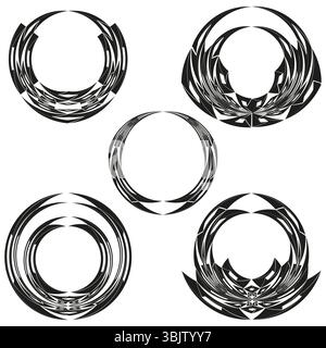 Brush circle icons. Grunge ring symbols. Hand drawn loops. Vector circle set. Stock Vector