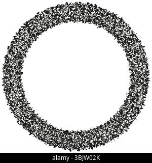 Dotted circle frame. Textured vector border. Geometric round shape. Grunge point pattern. Stock Vector