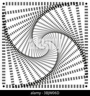 Dotted spiral twist. Abstract vortex form. Optical illusion shape. Vector dynamic pattern. Stock Vector