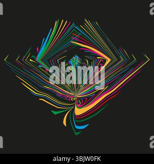Twisted square icon. Neon geometric shape. Abstract vector design. Colorful corner figure. Stock Vector