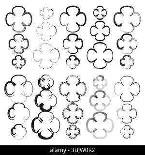 Monochrome clover icon. Thin line outline. Vector leaf pattern. Simple black white. Stock Vector