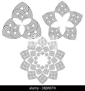Abstract drop shapes. Decorative vector pattern. Symmetric petal icons. Artistic design forms. Stock Vector