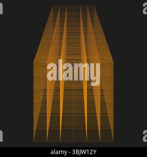 Glowing yellow stripes. Vertical light pattern. Abstract beam vector. Dark background shape. Stock Vector