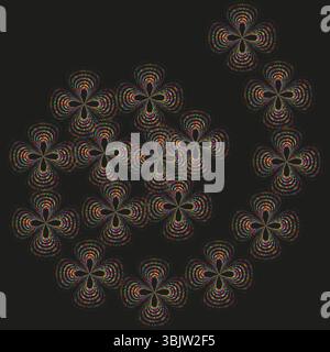 Dark floral circle. Flower cluster shape. Vector glowing blossom. Decorative petal icon. Stock Vector