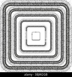 Geometric square spiral. Concentric rounded lines. Abstract vector pattern. Grunge black texture. Stock Vector