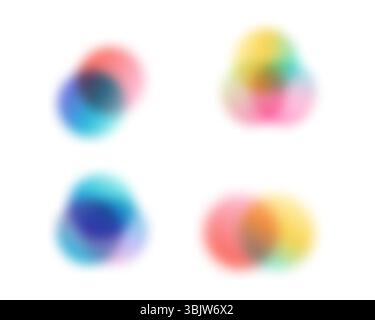 Blurred colorful gradient circle composition collection Stock Vector