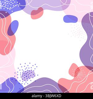 Trendy background with abstract colorful doodle shapes frame. Stock Vector