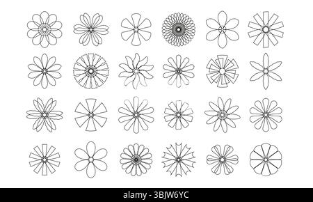 Line flower collection. Stock Vector