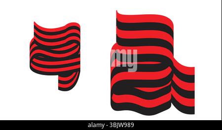 red and black dynamic flowing ribbon Abstract Wavy Red and Black Flag Shapes Vector Design Stock Vector