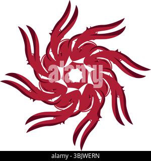 An intricate abstract digital art piece featuring a symmetrical circular mandala with brown dolphins intricately woven in a swirling pattern on a whit Stock Vector