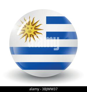Glass light ball with flag of Uruguay. Round sphere, template icon. Uruguayan islands national symbol. Glossy realistic ball, 3D abstract vector Stock Vector