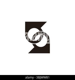 letter s linked rings monogram 3d flat logo vector Stock Vector