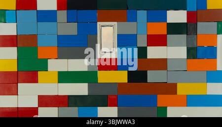 A colorful background made of Lego bricks. Background concept. Close-up. Stock Photo