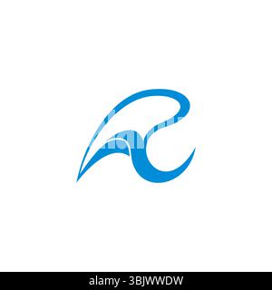 letter r blue waves beach sport symbol logo vector Stock Vector