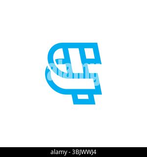 letter ct linked outlines geometric simple logo vector Stock Vector