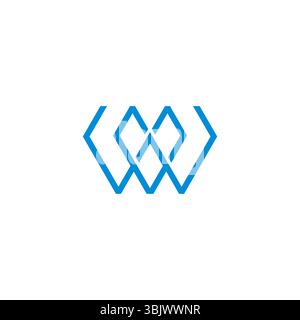 letter wv linked thin lines simple geomettric logo vector Stock Vector