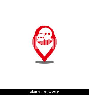 talk pin location red design symbol logo vector Stock Vector