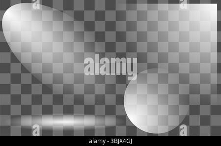 This vector illustration showcases a modern design featuring soft shadows and light reflections on a transparent grid background, suitable for various Stock Vector