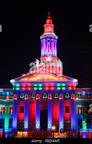 Denver City and County Building illuminated at night, Colorado. Stock Photo