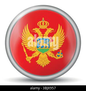 Glass light ball with flag of Montenegro. Round sphere, template icon. Montenegrin national symbol. Glossy realistic ball, 3D abstract vector Stock Vector