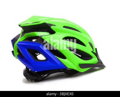Multicolor bicycle helmet on white background Stock Photo