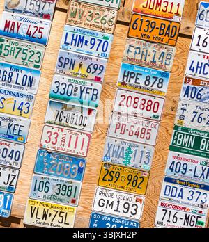 KANAB, UTAH, USA - MAY 25, 2015: License Plates Collage in public place on a street in Kanab Utah USA Stock Photo