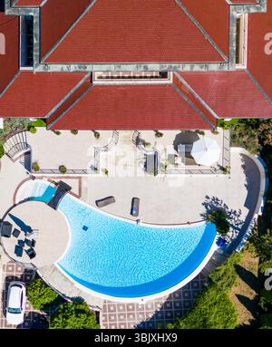 Top view of swimming pool and luxury villa Stock Photo
