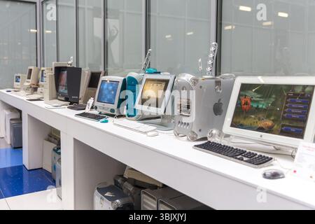 MOSCOW, RUSSIA - JUNE 11, 2018: Old original Apple Mac computer in museum in Moscow Russia Stock Photo