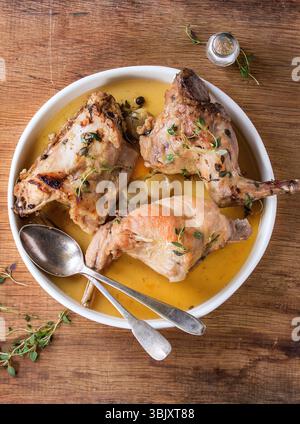 Stewed rabbit with vegetables Stock Photo