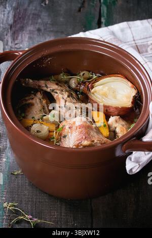 Stewed rabbit with vegetables Stock Photo