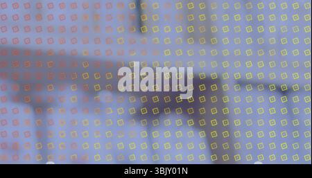 Presenting translucent colored square grid shifting through red yellow green on blurred backdrop Stock Photo
