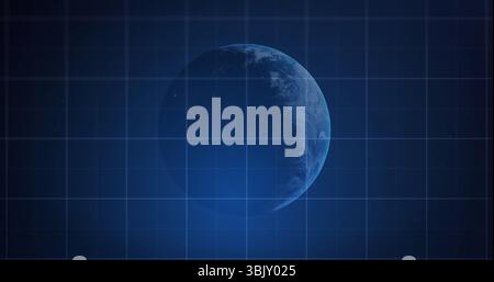 Showing digital planet Earth glowing in space environment, with translucent grid overlay Stock Photo