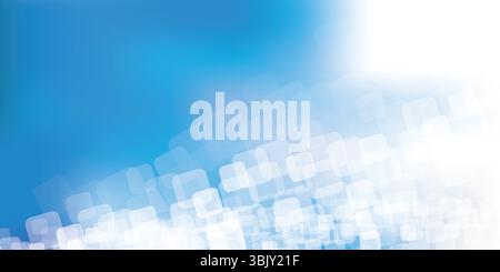 A soft abstract vector background with overlapping, translucent rounded squares in blue and white tones on a light backdrop. Creates a calm, ethereal Stock Vector
