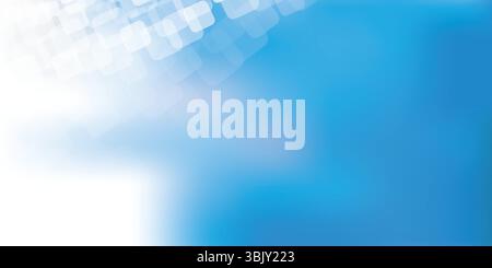 A soft abstract vector background with overlapping, translucent rounded squares in blue and bright white light on blue backdrop. Creates a calm, ether Stock Vector