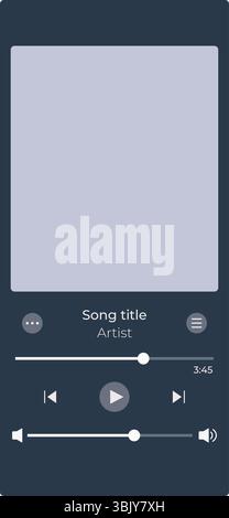 Isolated vector media player for phone. Mobile application interface. Stock Vector
