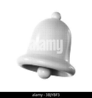 Halftone bell vector illustration featuring a classic, dotted design. Perfect for digital art, retro themes, notifications, or holiday projects Stock Vector