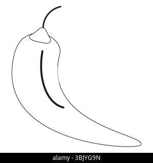 Chili pepper icon. Spicy vegetable vector. Long hot shape. Natural food outline. Stock Vector