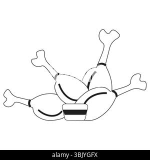 Chicken legs icon. Grilled meat vector. Roasted drumsticks shape. Fast food black outline. Stock Vector