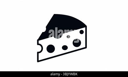 Cheese Icon. Vector isolated editable black and white linear illustration of a piece of Cheede. Stock Vector