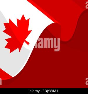 Canadian flag on red background with some copy space and maple leaf suitable for important days related with Canada Stock Vector