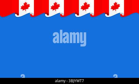 Canada flag on blue background. Template copy space background with Canadian flag elements Stock Vector